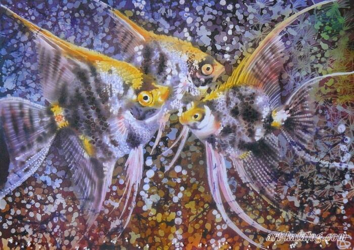 Скалярии... Источник изображения : art-katalog.com›ru/painter/515 и http://art-cheap.ru›gallery/18