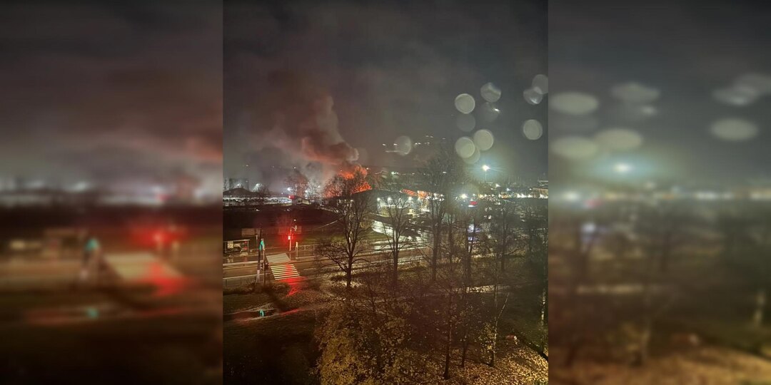 Пожар в районе складов в Выборге