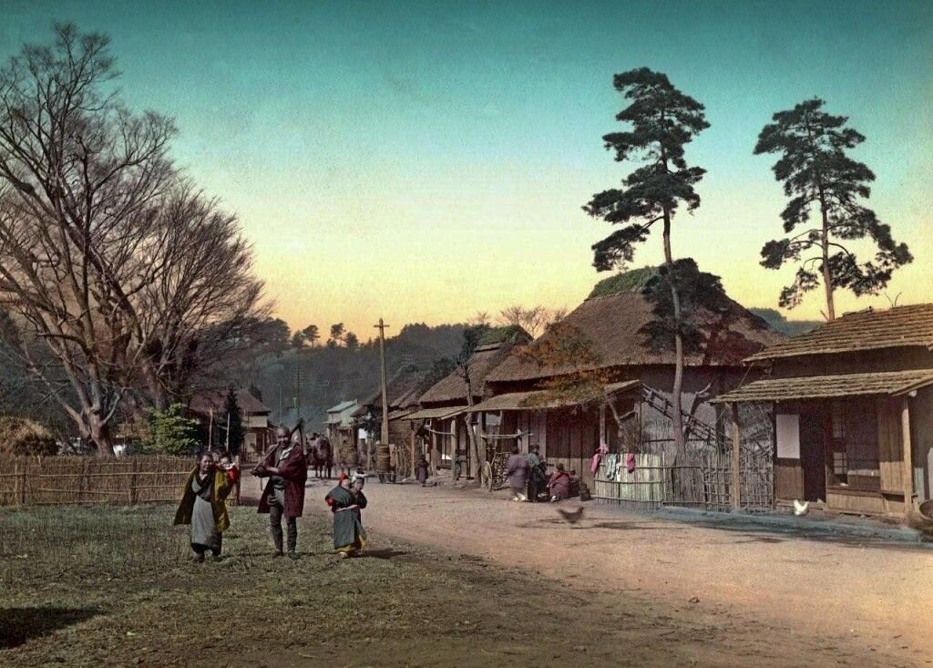 Перекрёсток. Окраина японской деревни, фото XIX в.