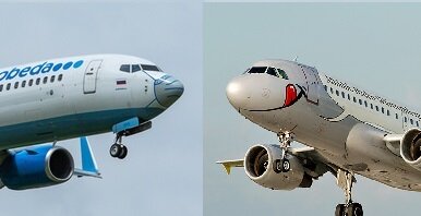 Слева 737 - справа А320