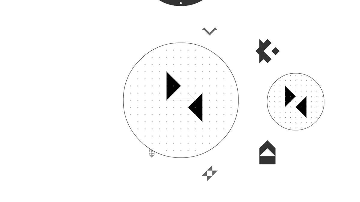 В действительности, на игровом поле сейчас не два треугольника, а четыре. Накладывая одну фигуру на другую, мы применяем логическую операцию XOR, ту самую, где 1 + 1 = 0. И чёрный цвет становится белым.