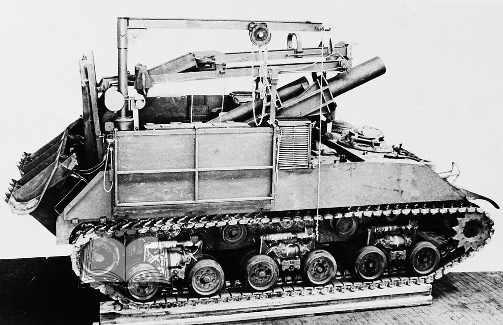 Mortar Motor Carriage T94 в походном положении. К лету 1946 года удалось достичь стадии установки макета миномета.