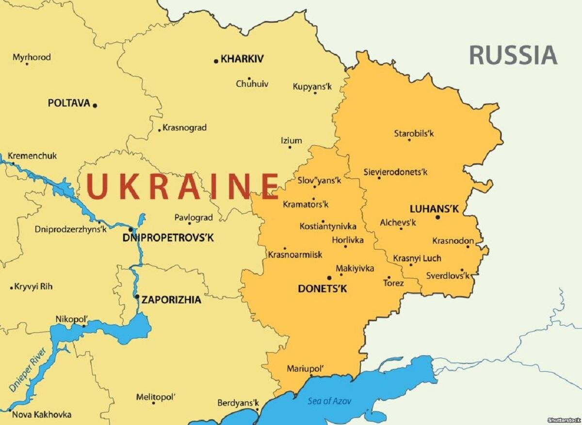 Карта донбасса и луганска граница