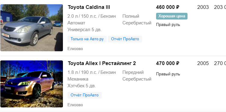 Скрин с Авто. ру