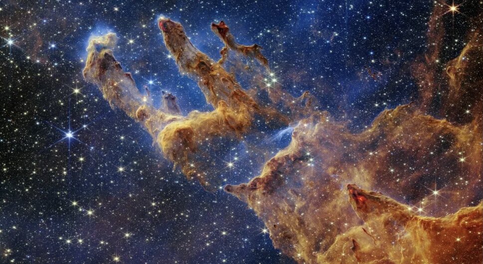 Новое изображение космического телескопа Джеймса Уэбба показывает потрясающие «столпы творения», ярко светящиеся усики газа и пыли в Млечный Путь (Изображение предоставлено NASA, ESA, CSA, STScI; Джозеф ДеПаскуале (STScI), Антон М. Кёкемор (STScI), Алисса Паган (STScI).)