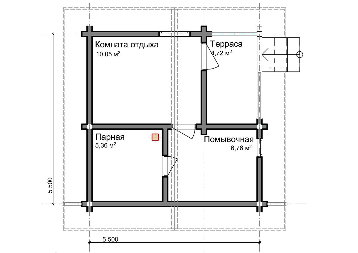 Проект бани 8х6 с комнатой отдыха