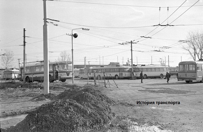 ЗиУ-5Д №15 1970 года выпуска. Территория троллейбусного депо, 1974 г.