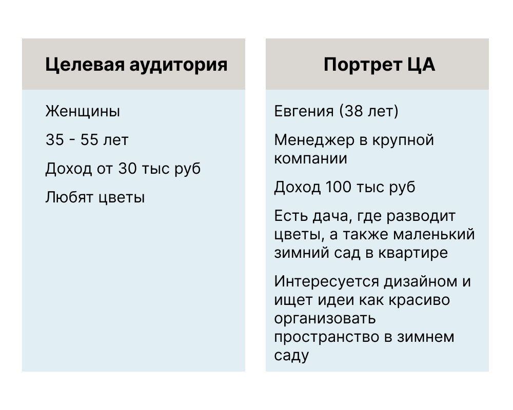 Разница в описании целевой аудитории и портрета целевой аудитории