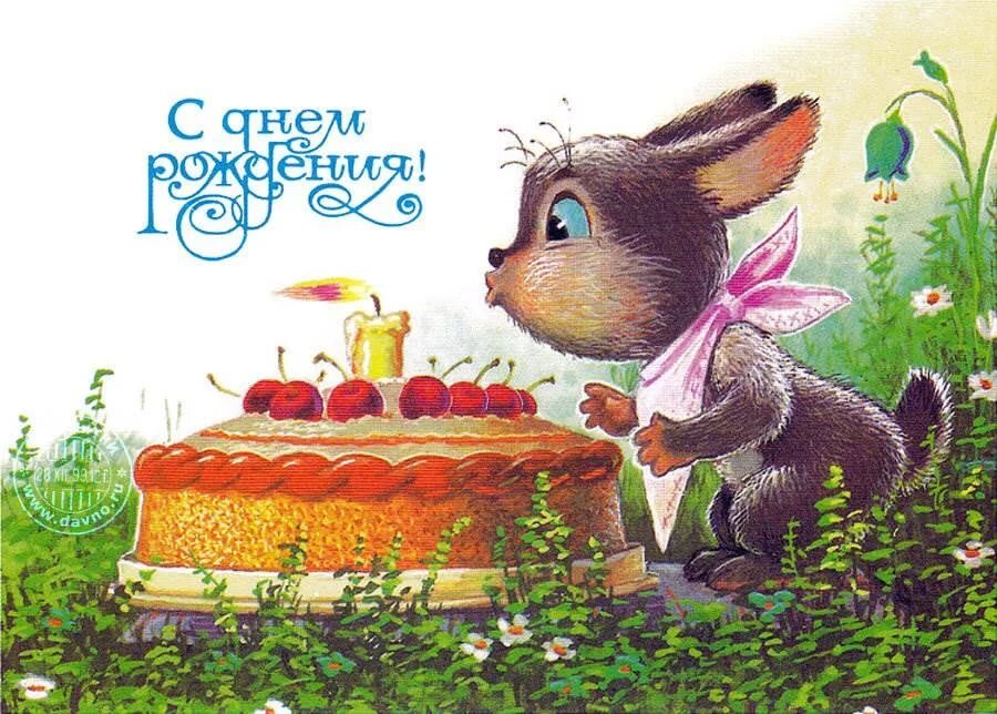 Открытка с днем рождения зайка