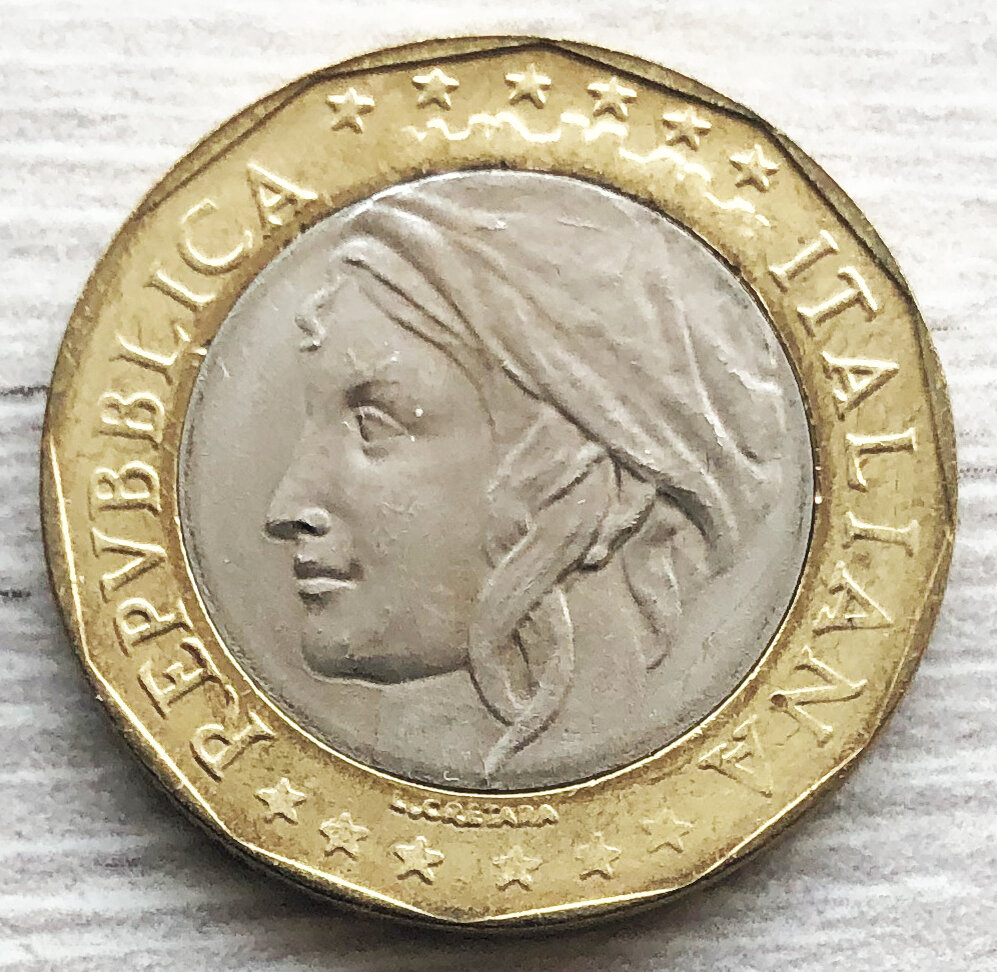 Италия 1000 лир 1998. Фото автора.