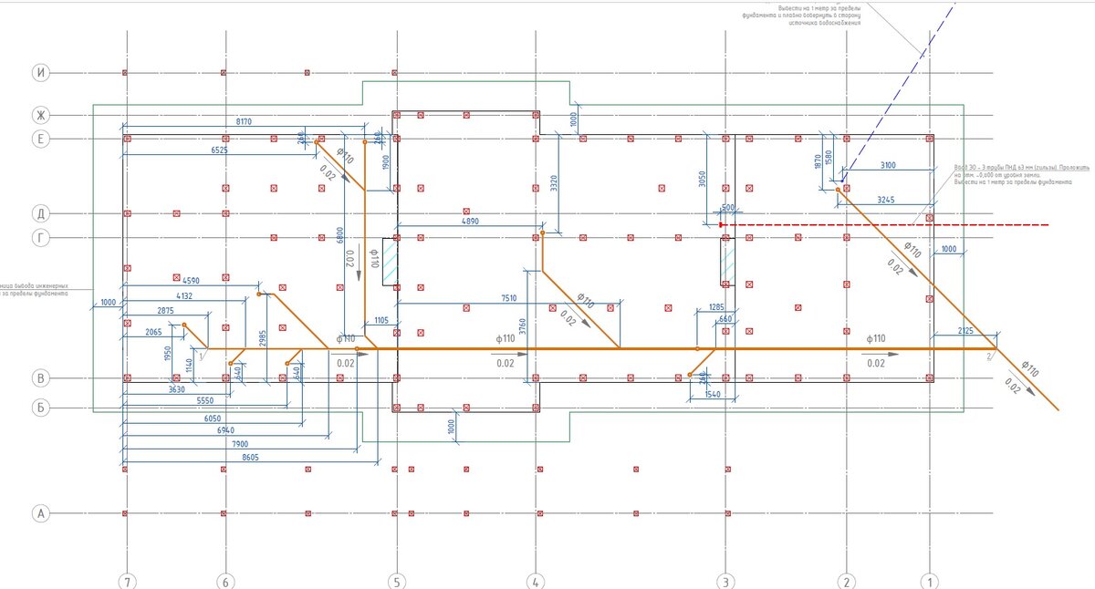 Фрагмент из проекта канализационной сети