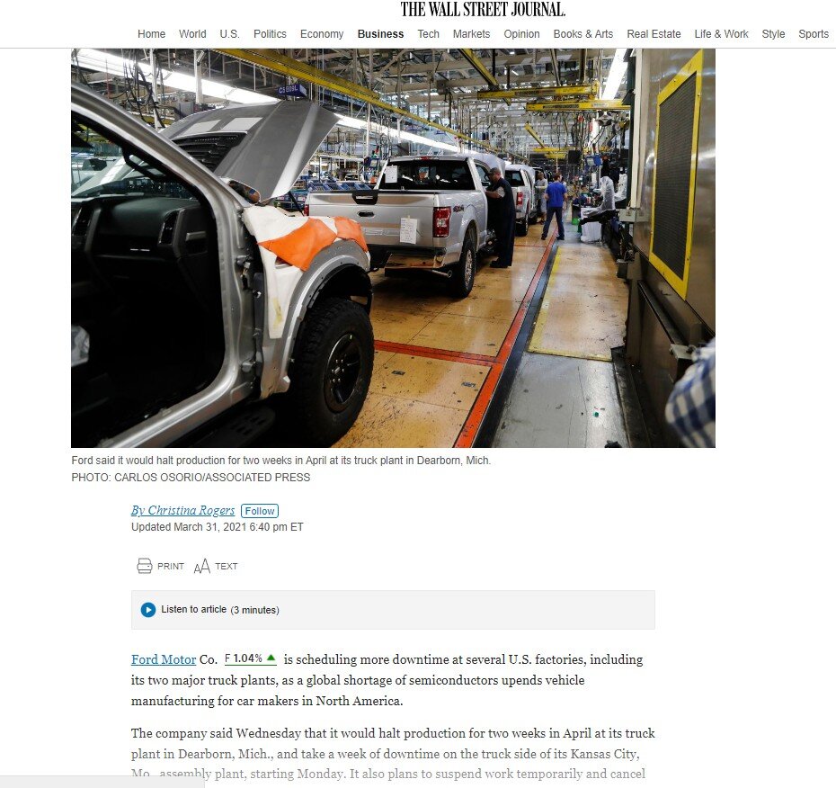 В 2021 году компания "Ford" приостановила работу нескольких автозаводов в США из-за дефицита чипов. И таких примеров по всему миру - множество.