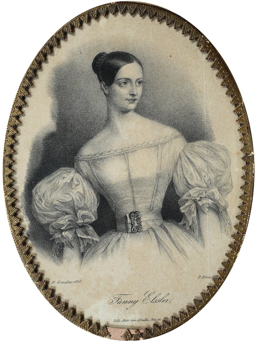 Анри Греведон. Портрет балерины Фанни Эльслер. Литография. 1836. Музей В.А.Тропинина. 