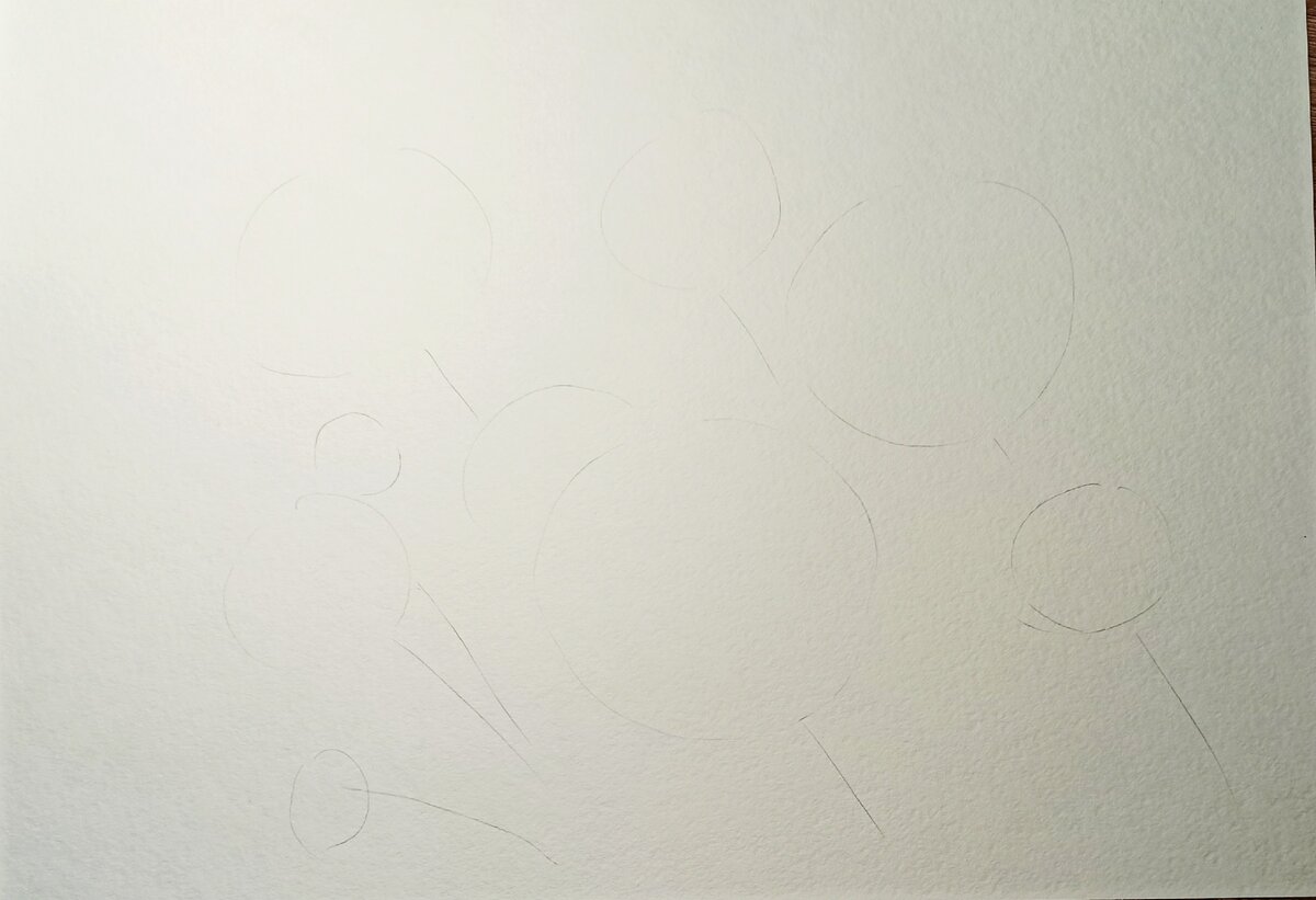 Карандашные линии должны быть еле заметными.