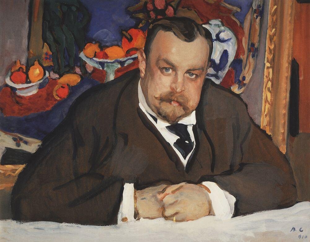Портрет Ивана Абрамовича Морозова. Валентин Серов. 1910 год. На заднем плане натюрморт «Фрукты и бронза» Анри Матисса. Фото wikipedia.org