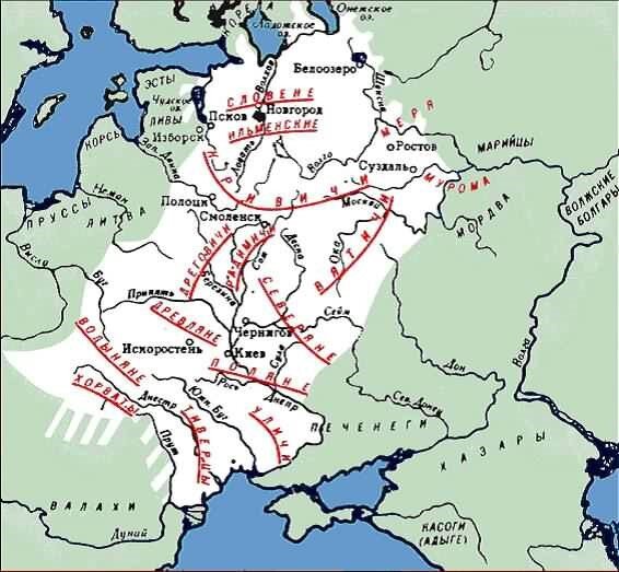 Города и племена в момент возникновения Руси. Город Ростов Великий – главный город племени «меря», племя «древляне» находится много южнее Ростова Великого и реки Ока, их главный город – Искоростень. Времена многое меняют на карте мира!