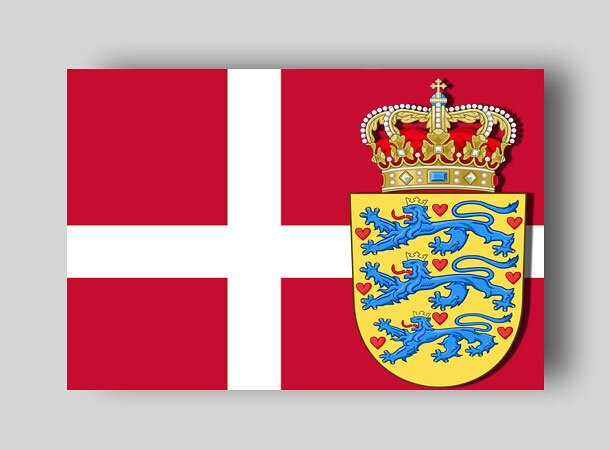 Флаг Дании и герб Дании. Символ дании