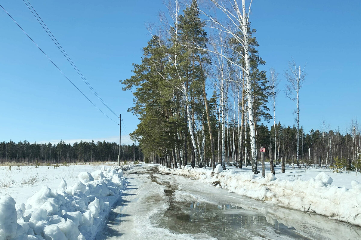 Дорога в деревню зимой.