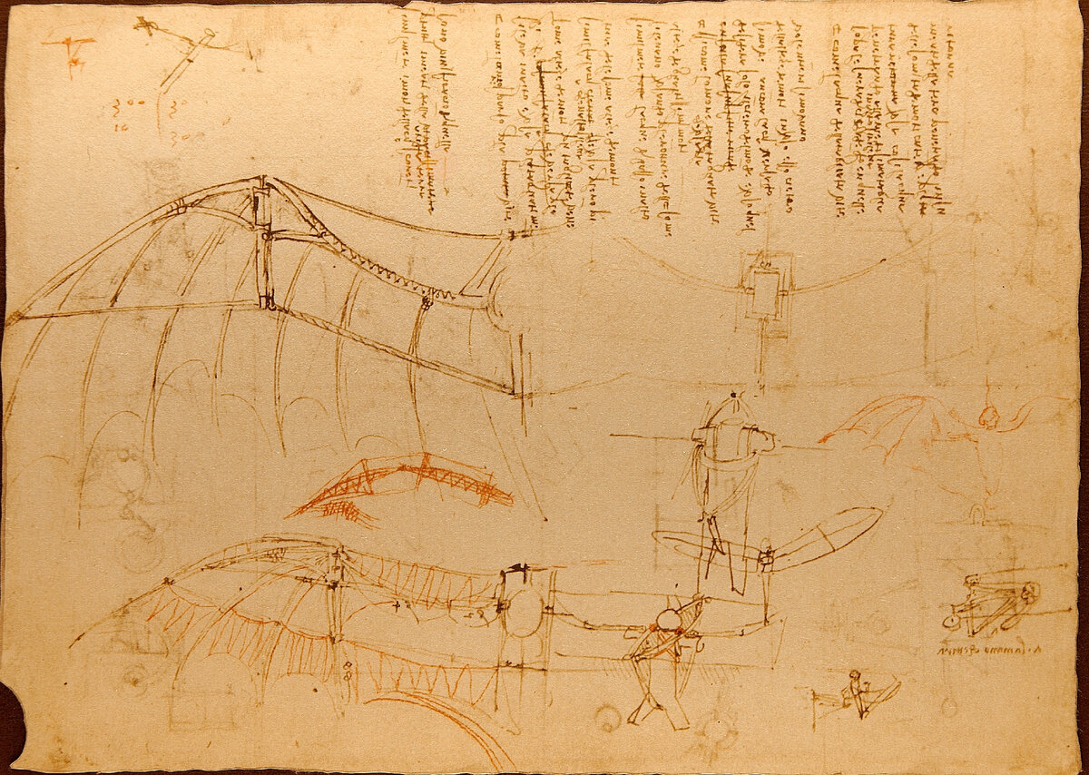Проект летательного аппарата, Леонардо да Винчи, 1490 год