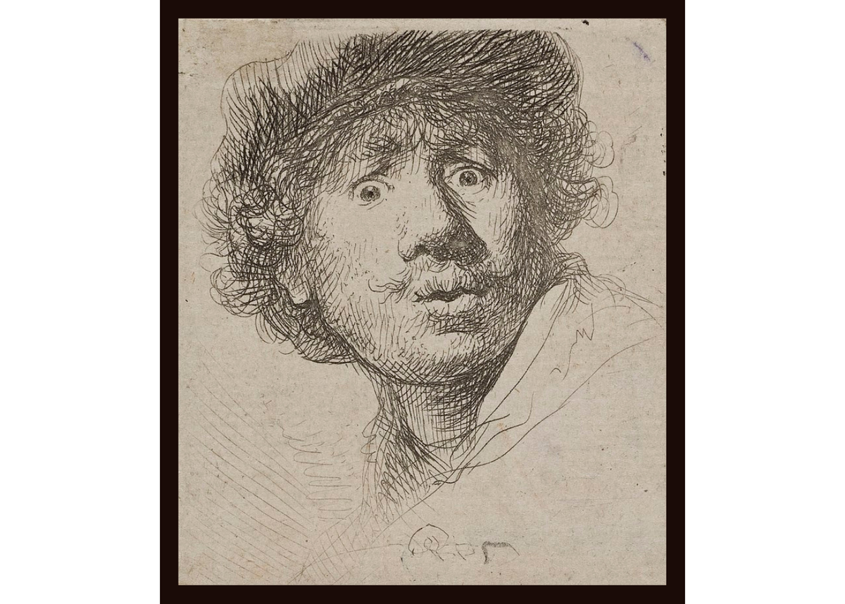 Смотрите-ка, молодежь XVII века тоже корчила гримасы на "селфи". Таким изобразил себя Рембрандт в возрасте 23 лет.