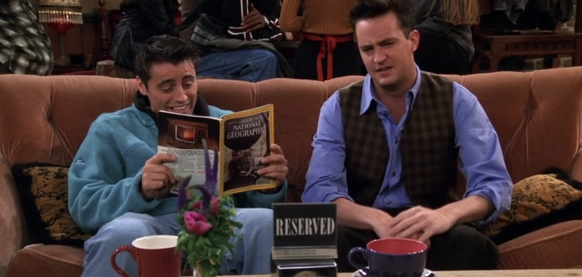 Или в популярном сериале “Друзья”, где Джоуи читает журнал National Geographic.
