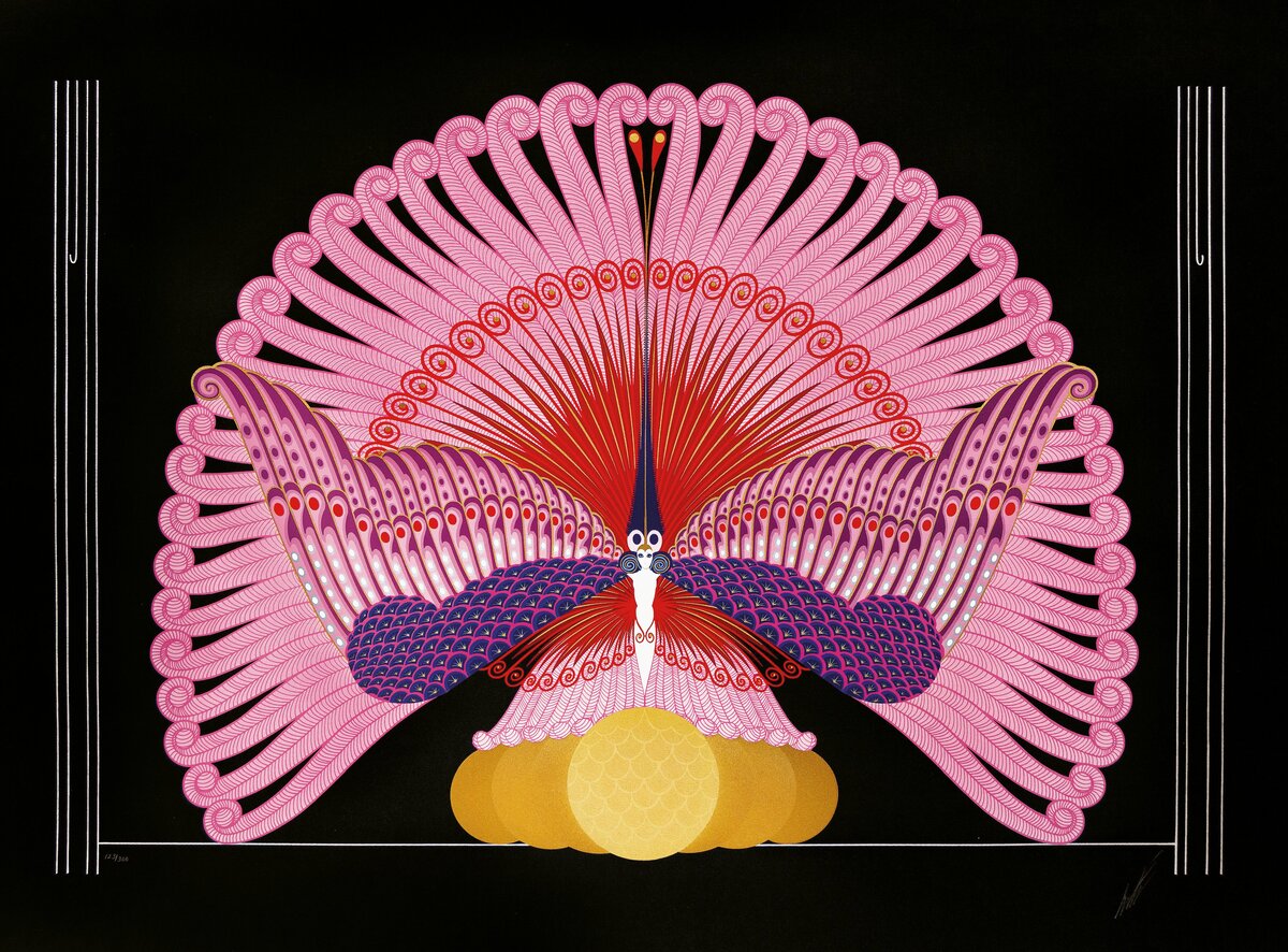 "Феникс торжествующий". Диптих "Феникс" 1983 г. Сериография; 75,3х101 см. Нью-Йорк.