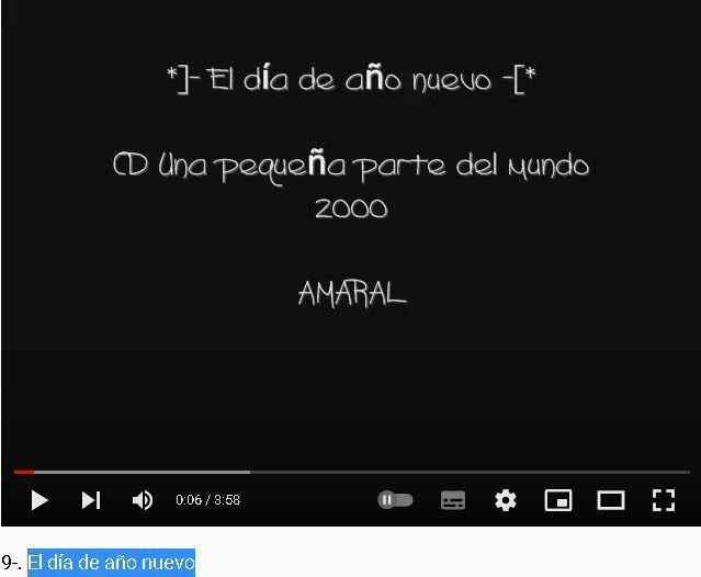 Фрагмент любительского клипа в формате слайд-шоу на композицию группы Amaral - El dia de año nuevo