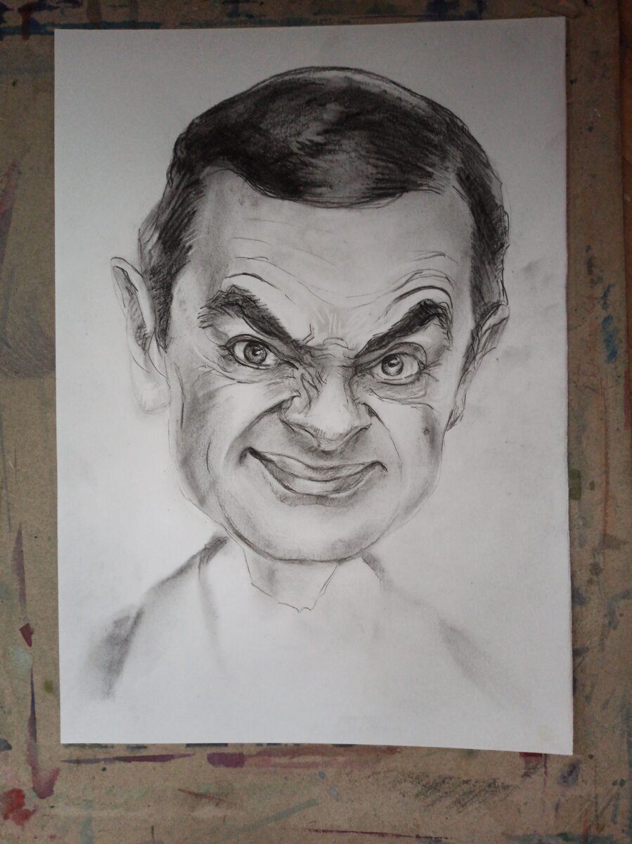 Мистер Бин шарж портрет карандашом