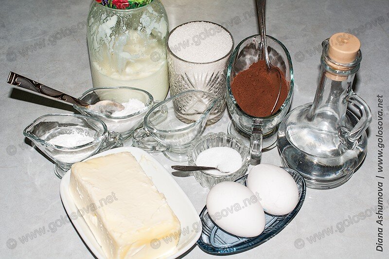 продукты для выпечки торта Зебра