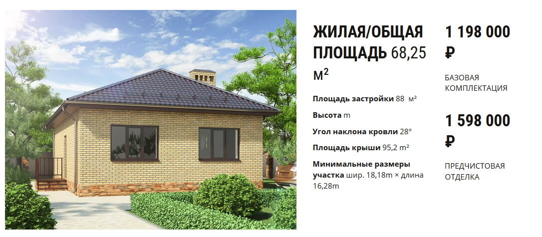Акционный дом №1 внутренней площадью 68 м²