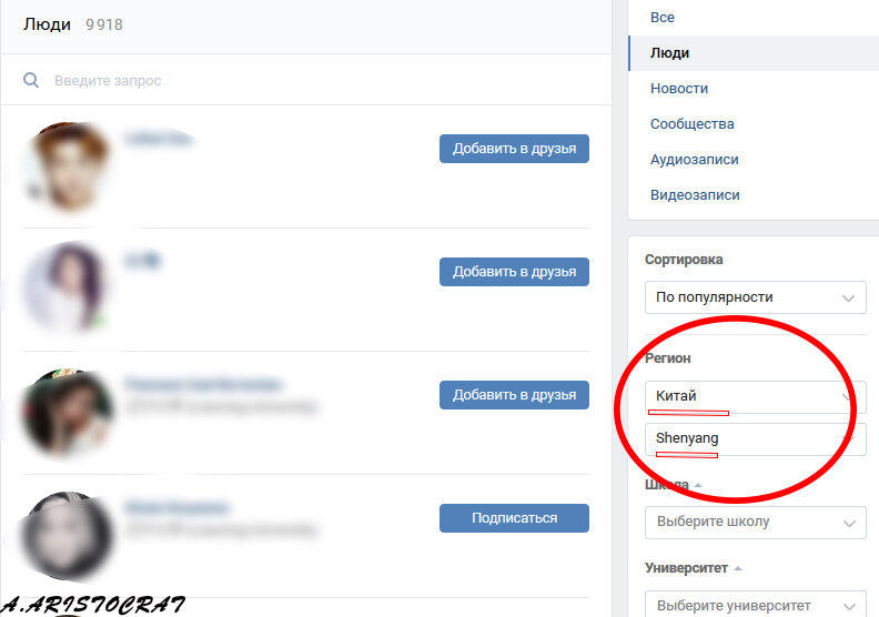 Поиск китайцев в ВК