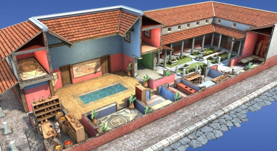 Римский жилой дом в разрезе. 3D-модель.