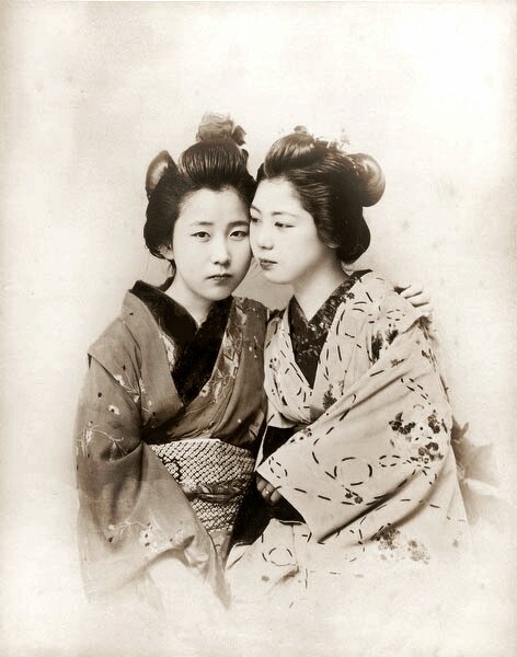 Японские девушки, старинное фото. Свободный доступ.