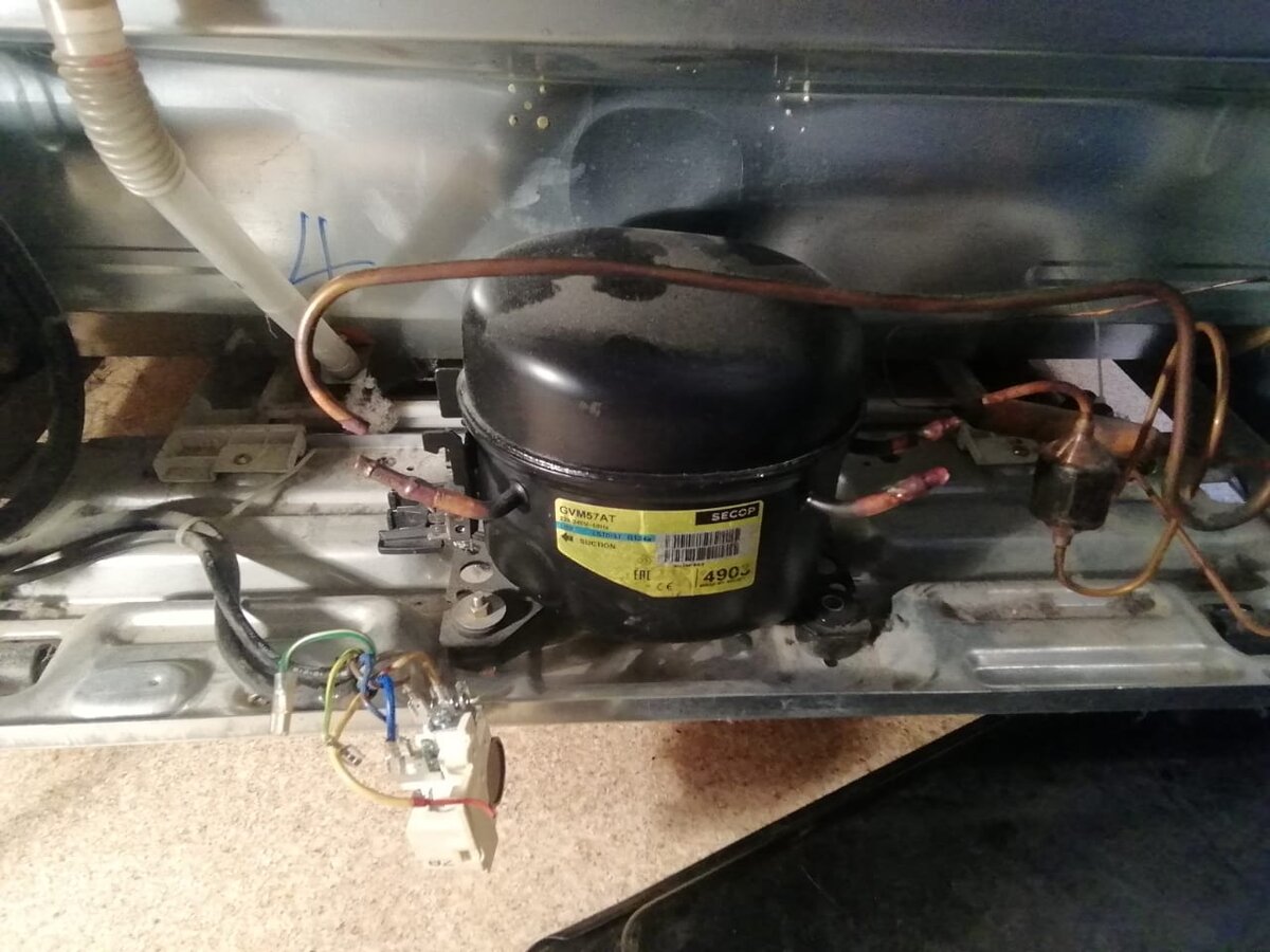 Вот он - "больной орган" холодильника, компрессор. Фото автора.