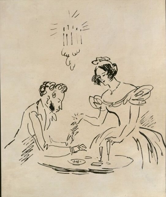 Н.В. Кузьмин. Пушкин с женой. 1930-е. 