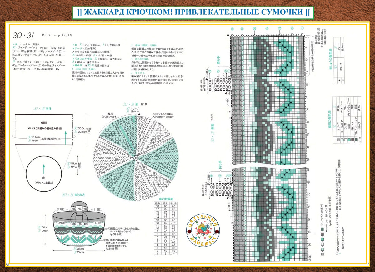 Схема жаккарда крючком для сумки
