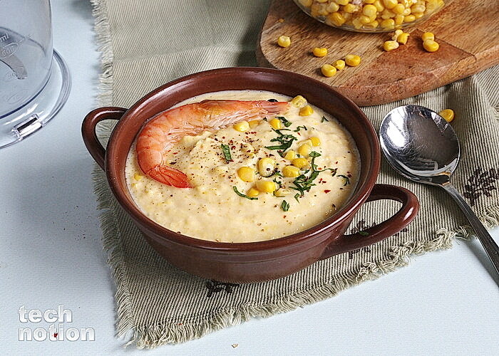 Суп из кукурузы с креветками получился очень вкусным  / Изображение: дзен-канал technotion