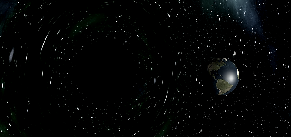 Земля на фоне черной дыры