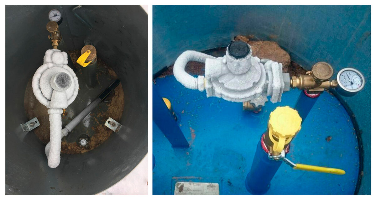 Не так страшно внешнее обмерзание регулятора давления, как внутреннее. Внешнее обмерзание свидетельствует о том, что пропускная способность регулятора находится на пределе своих возможностей. Желательно установить регулятор с большей пропускной способностью.