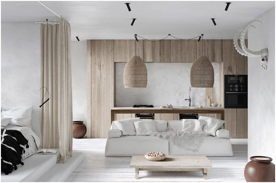 Отделка потолка с помощью побелки 