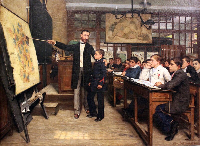 Французская школа на картине Альбера Бетанье (1887 год). Public Domani, Wikimedia