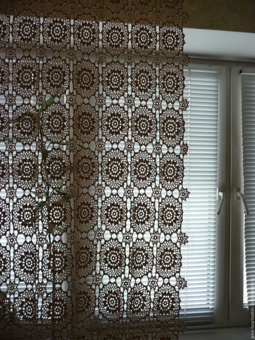 Blocks-in-Blocks Curtain pattern by Lien Lu Crochet curtain pattern, Crochet cur