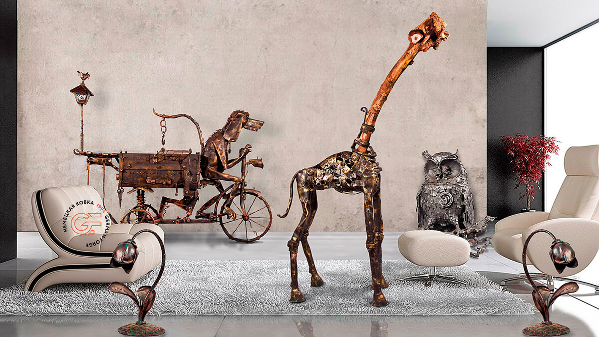 Металлические фигурки в интерьере