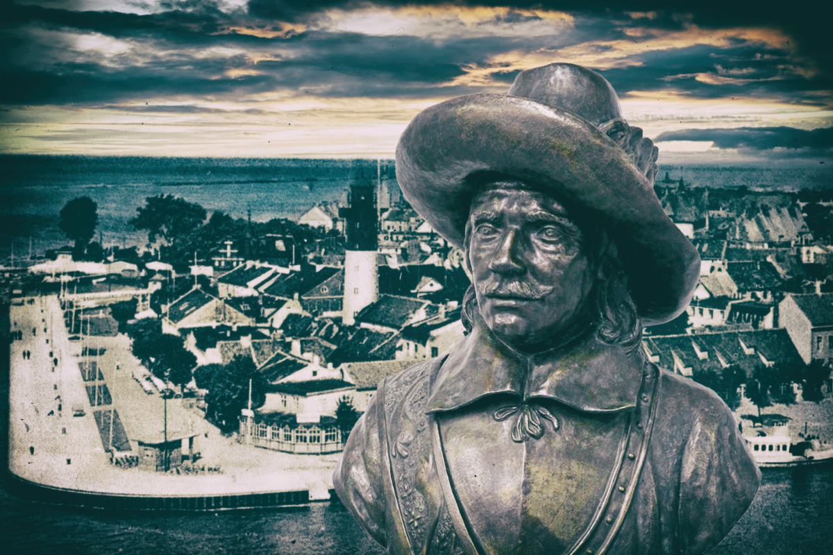 Пиллау и бюст Беньямина Рауле.