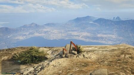  Прямо к югу от дорожного знака есть два столба с красными флажками — пейот растет с западной стороны столбов. 