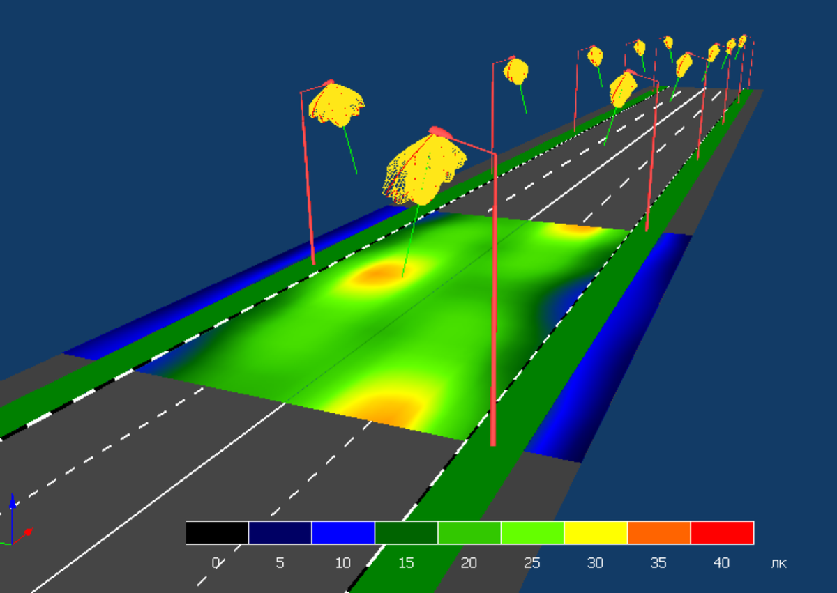 Схема освещения дорог