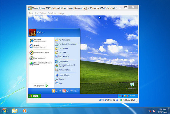 Windows XP на виртуальной машине.
