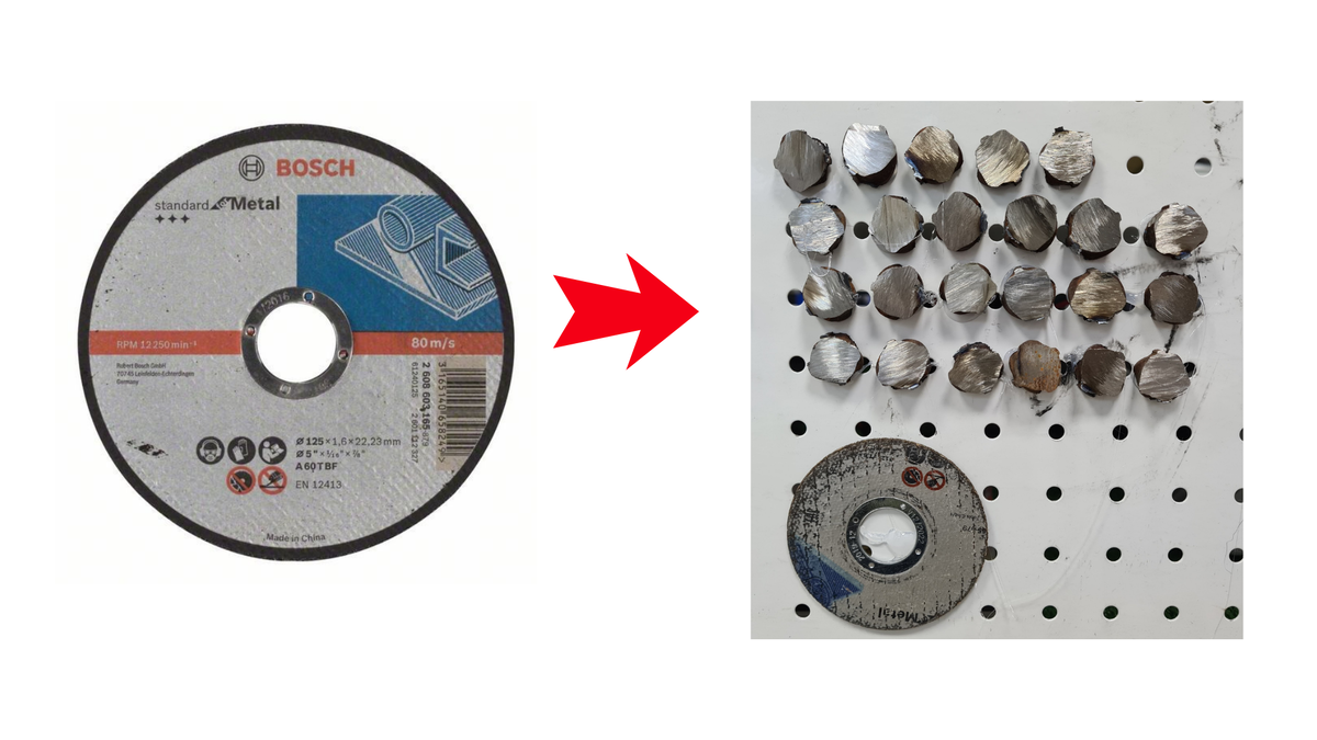 Серия  Standard . Размеры 125x1.6х22.2 мм.  Арматура на тесте  18 мм.