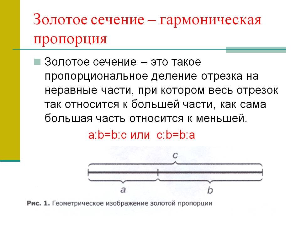 Золотое сечение гармоничная пропорция проект