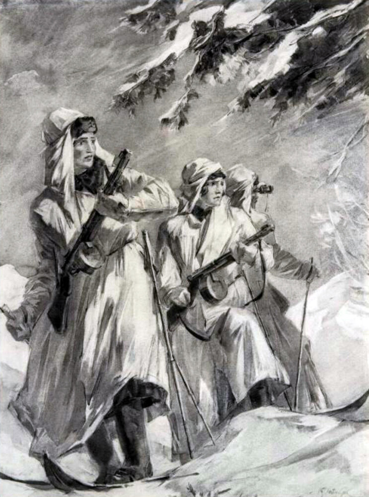 Фейнберг Леонид Евгеньевич «Разведчица». 1943. Источник: goskatalog. Рисунок использован в качестве иллюстрации.